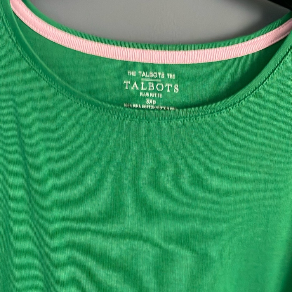 Talbots green top 3xp- 100%cotton